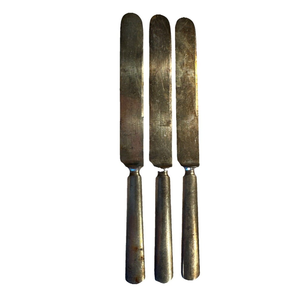Reed & Barton Silverplate Table Knife Lot 3 Vintage Flatware‎ Hollow Handle